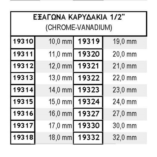 ΕΞΑΓΩΝΑ ΚΑΡΥΔΑΚΙΑ 1/2''